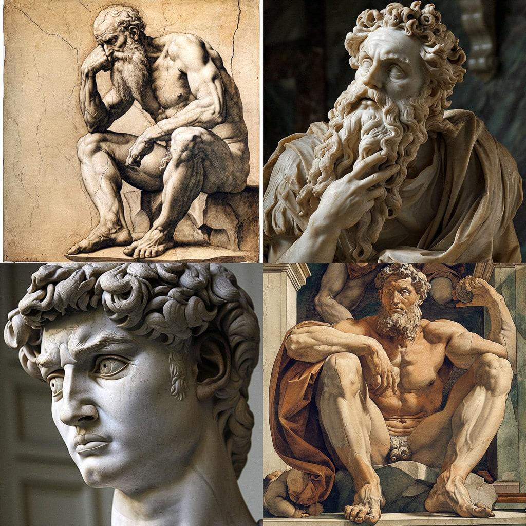 Michelangelo style, Midjourney V6, render 1 of 4