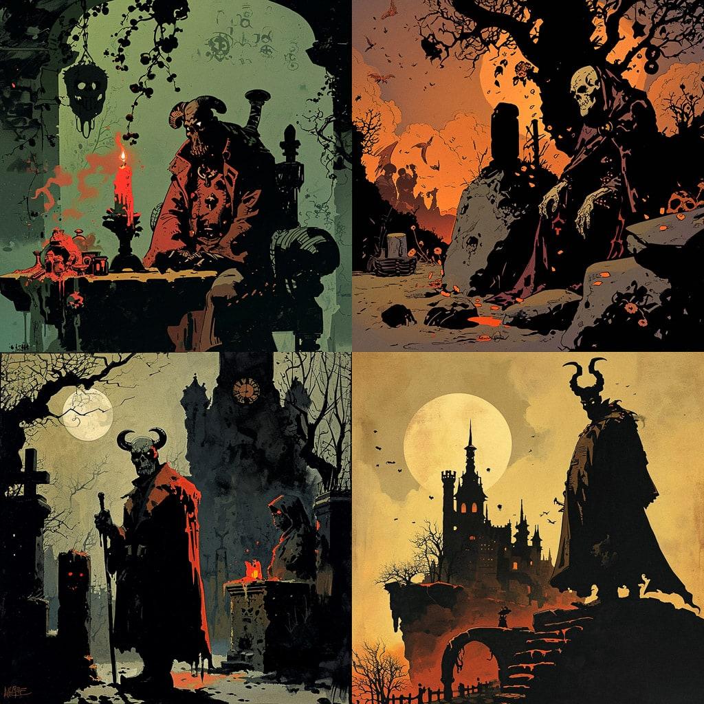 Mike Mignola style, Midjourney V6, render 1 of 4