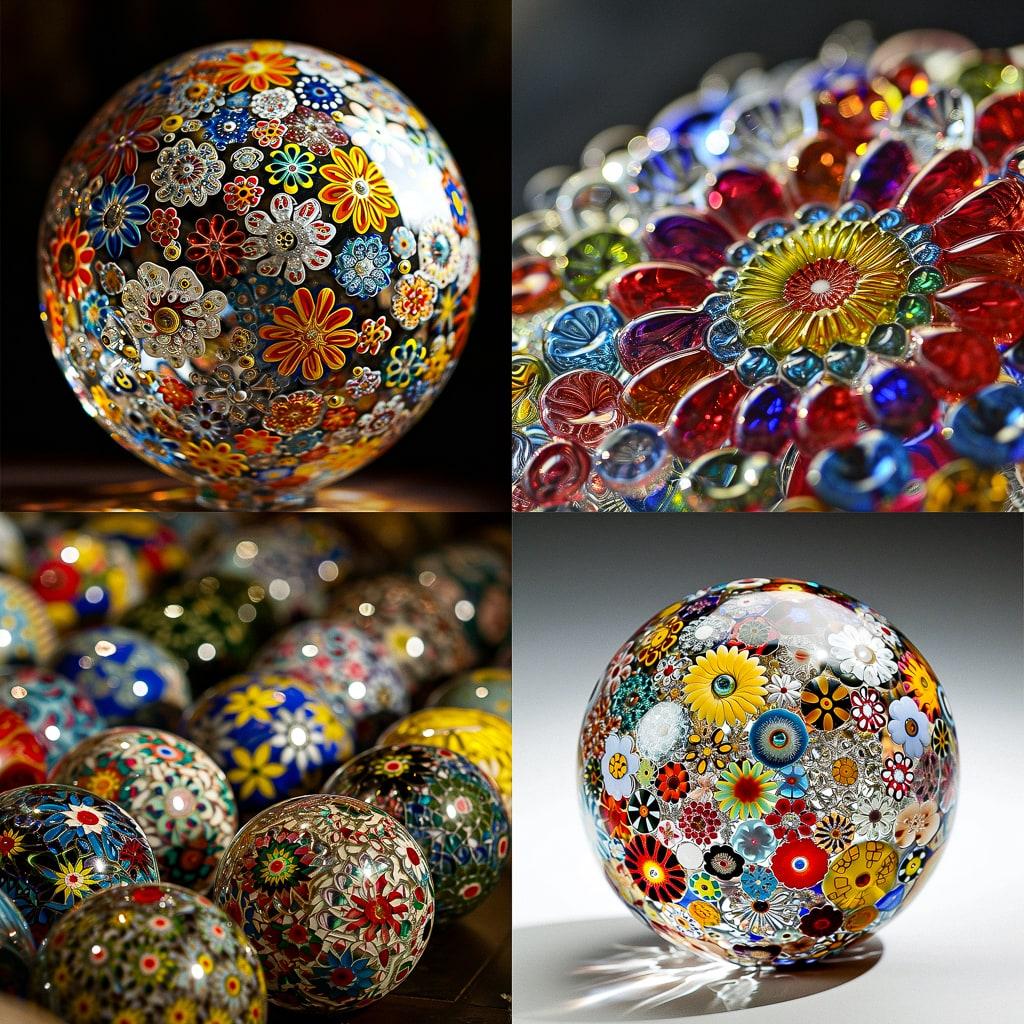 Millefiori glass style, Midjourney V6, render 1 of 4