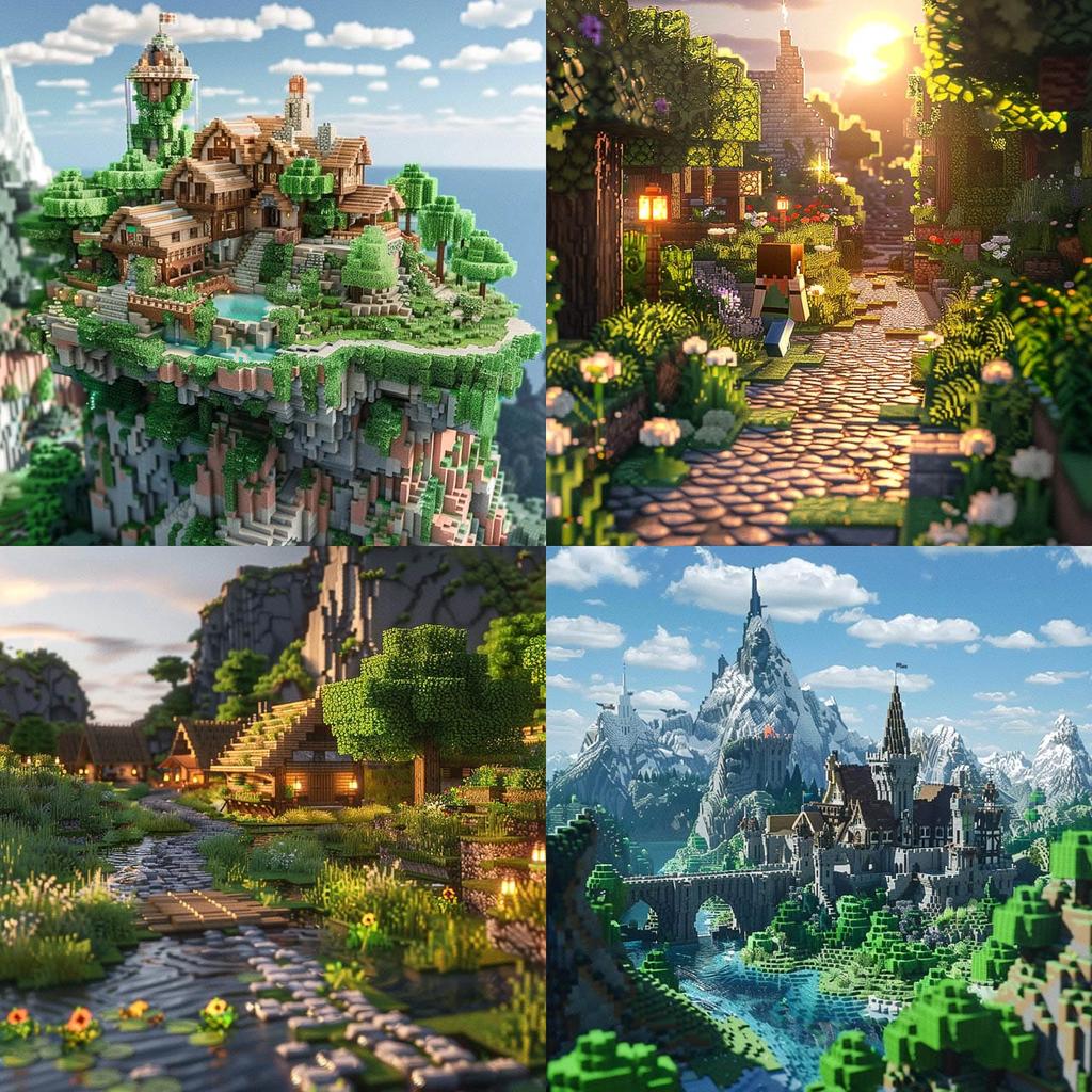 Minecraft style, Midjourney V6, render 1 of 4