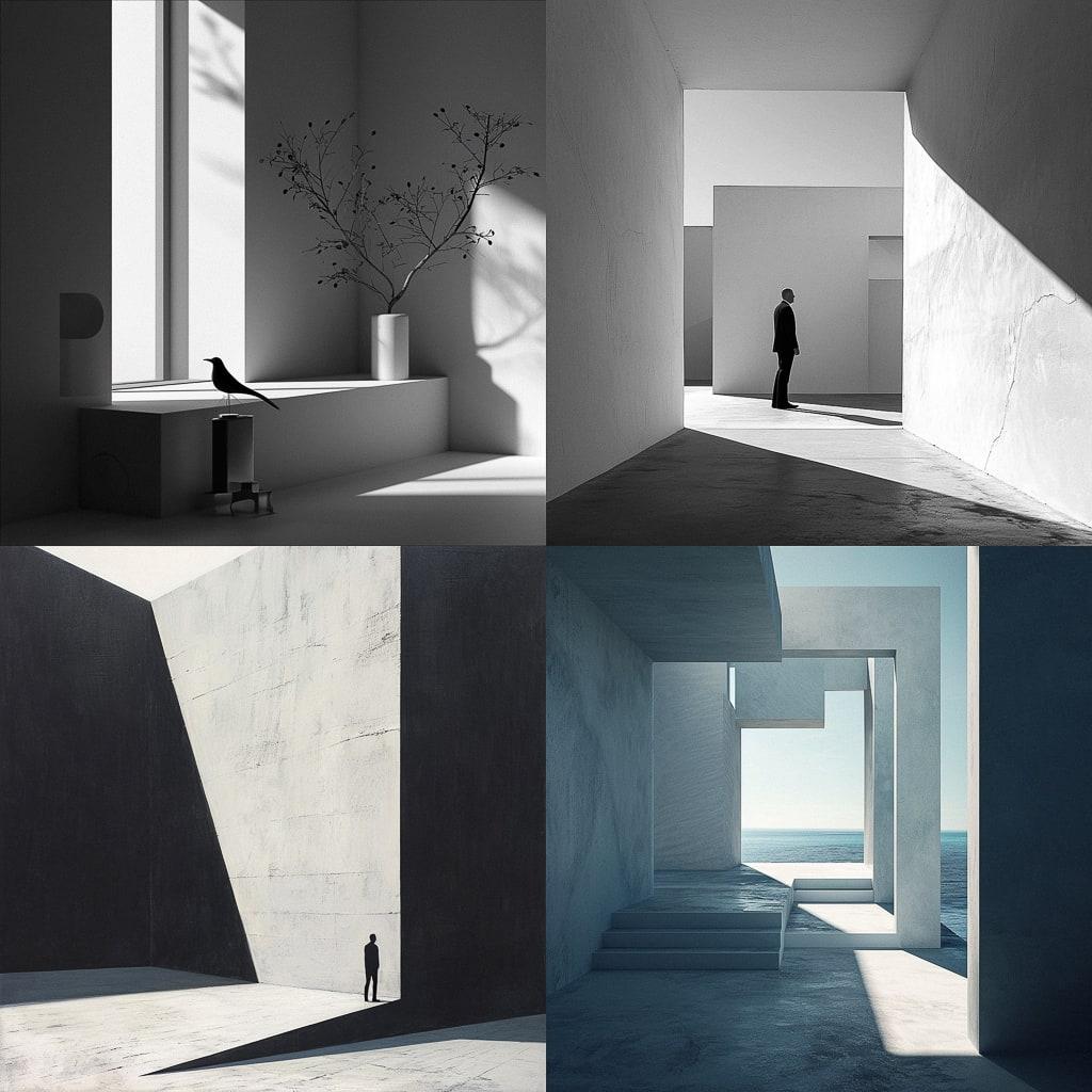 Minimalism style, Midjourney V6, render 1 of 4