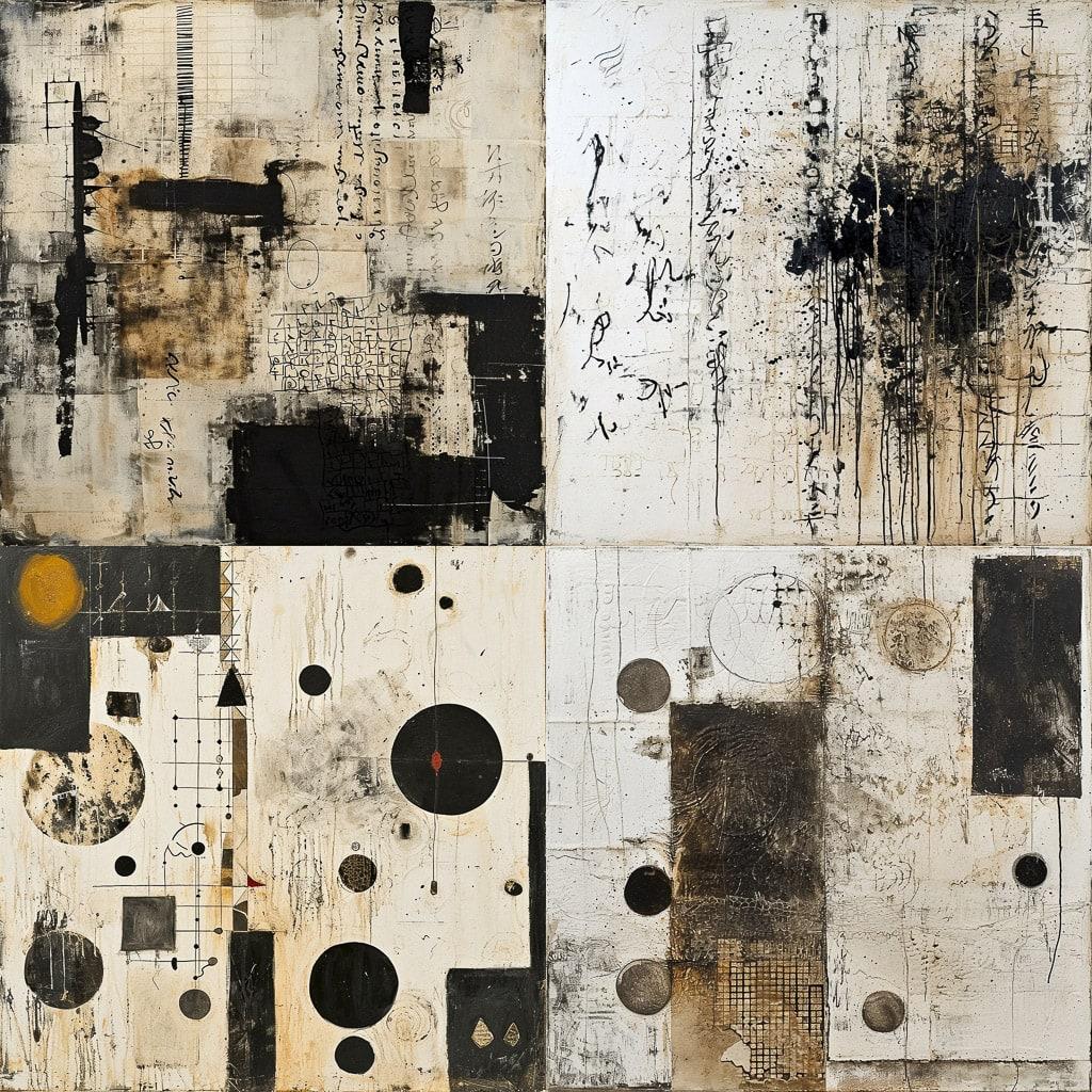 Mira Schendel style, Midjourney V6, render 1 of 4