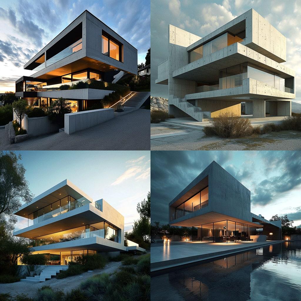 Modern architecture style, Midjourney V6, render 1 of 4