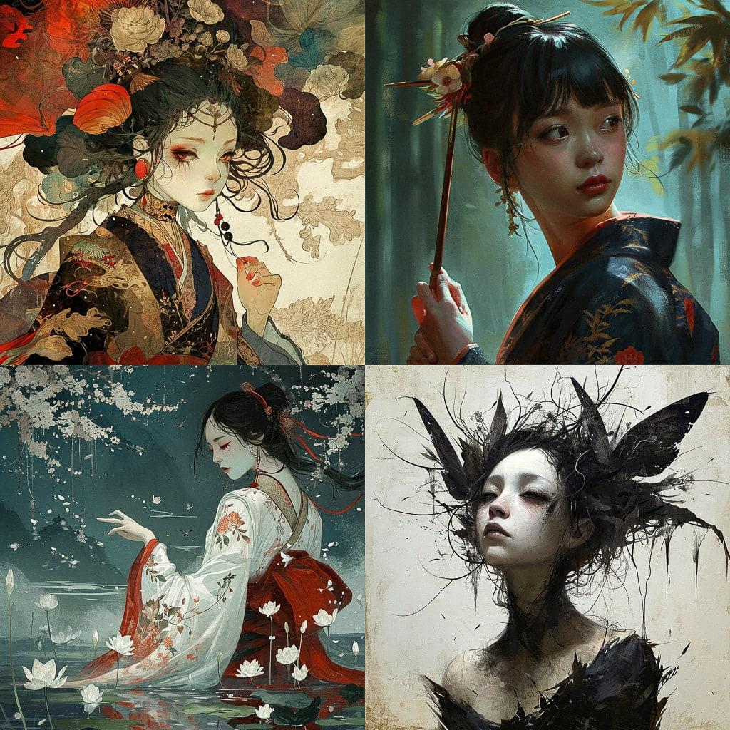 Monokubo style, Midjourney V6, render 1 of 4