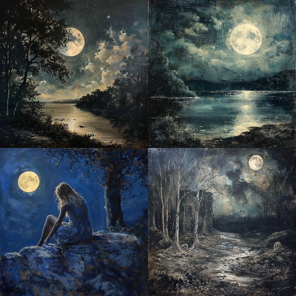 Moonlit style, Midjourney V6, render 1 of 4