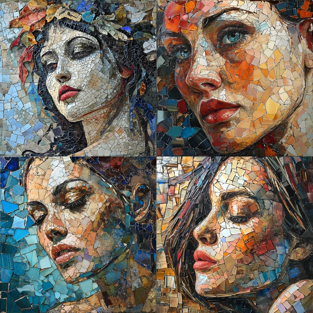 Mosaic style, Midjourney V6, render 1 of 4