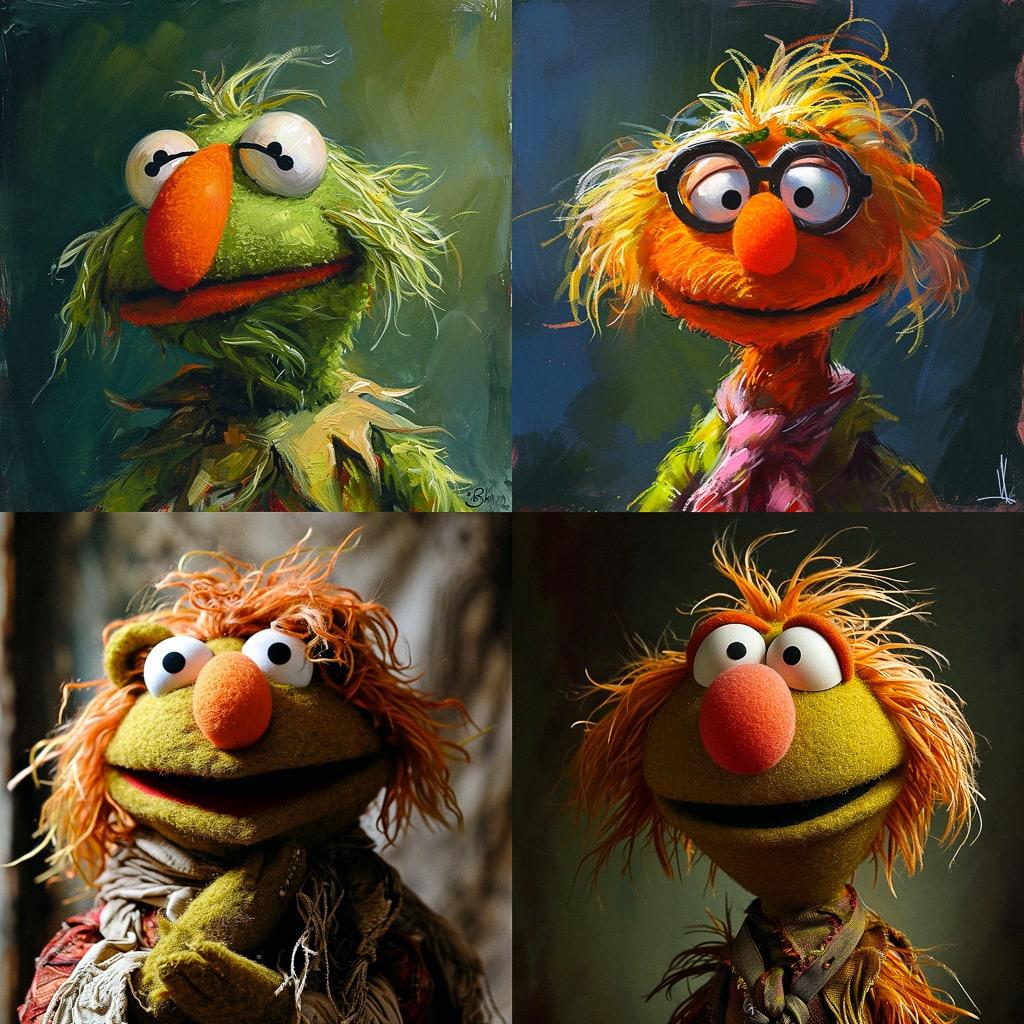 Muppet style style, Midjourney V6, render 1 of 4