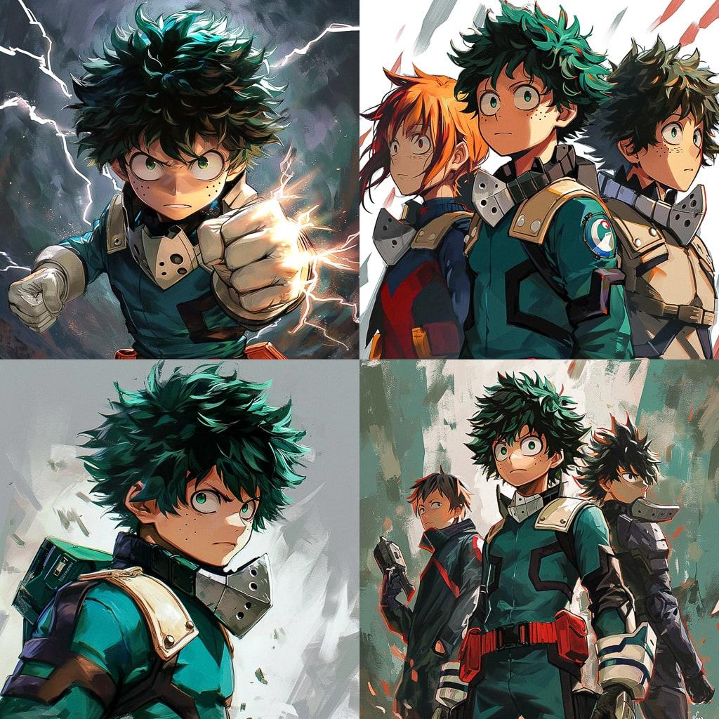My Hero Academia style, Midjourney V6, render 1 of 4