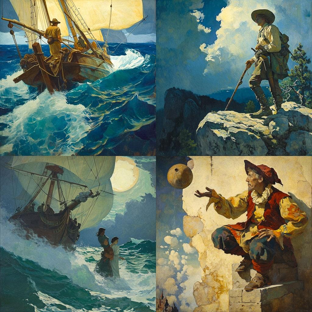 N. C. Wyeth style, Midjourney V6, render 1 of 4