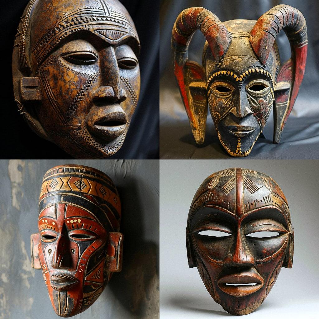 Namibian Ovambo mask style, Midjourney V6, render 1 of 4