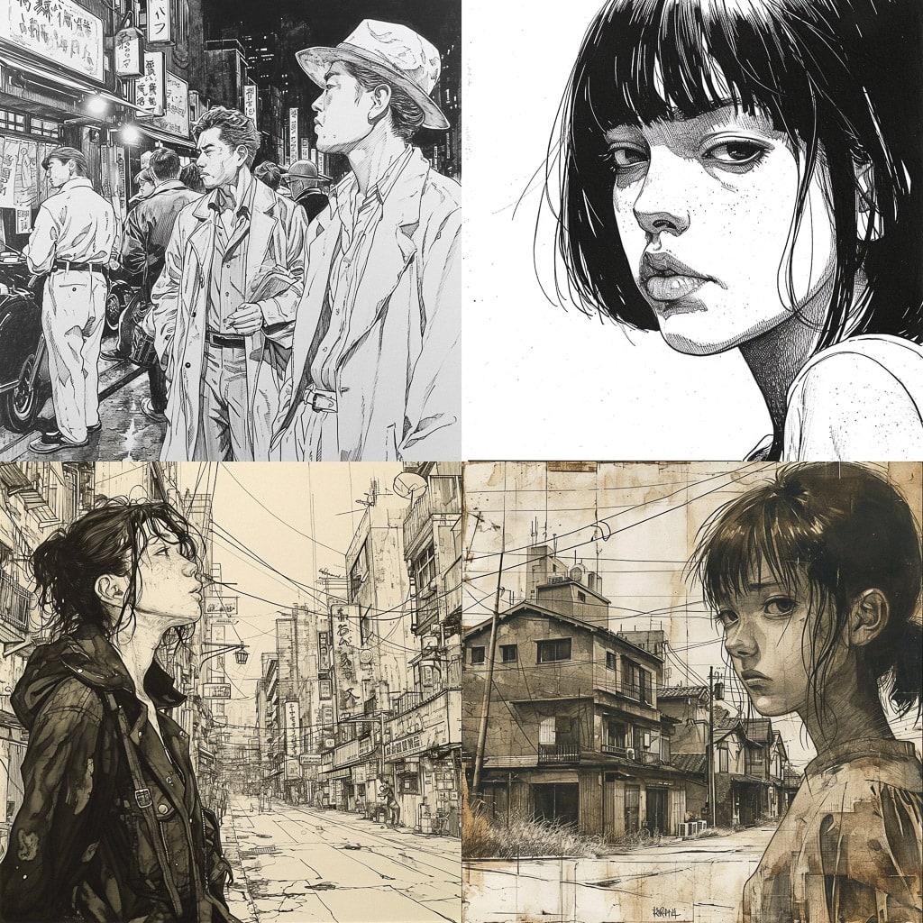 Naoki Urasawa style, Midjourney V6, render 1 of 4