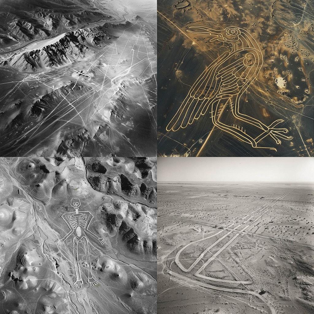 Nazca lines style, Midjourney V6, render 1 of 4
