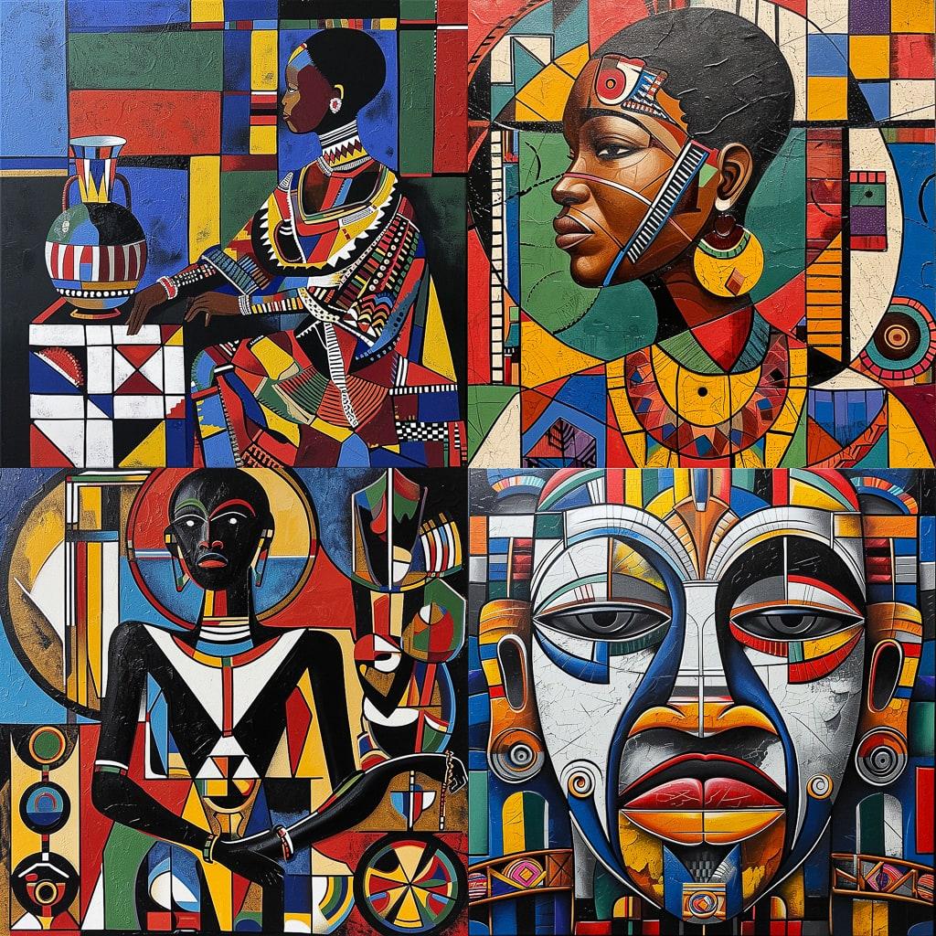 Ndebele art style, Midjourney V6, render 1 of 4