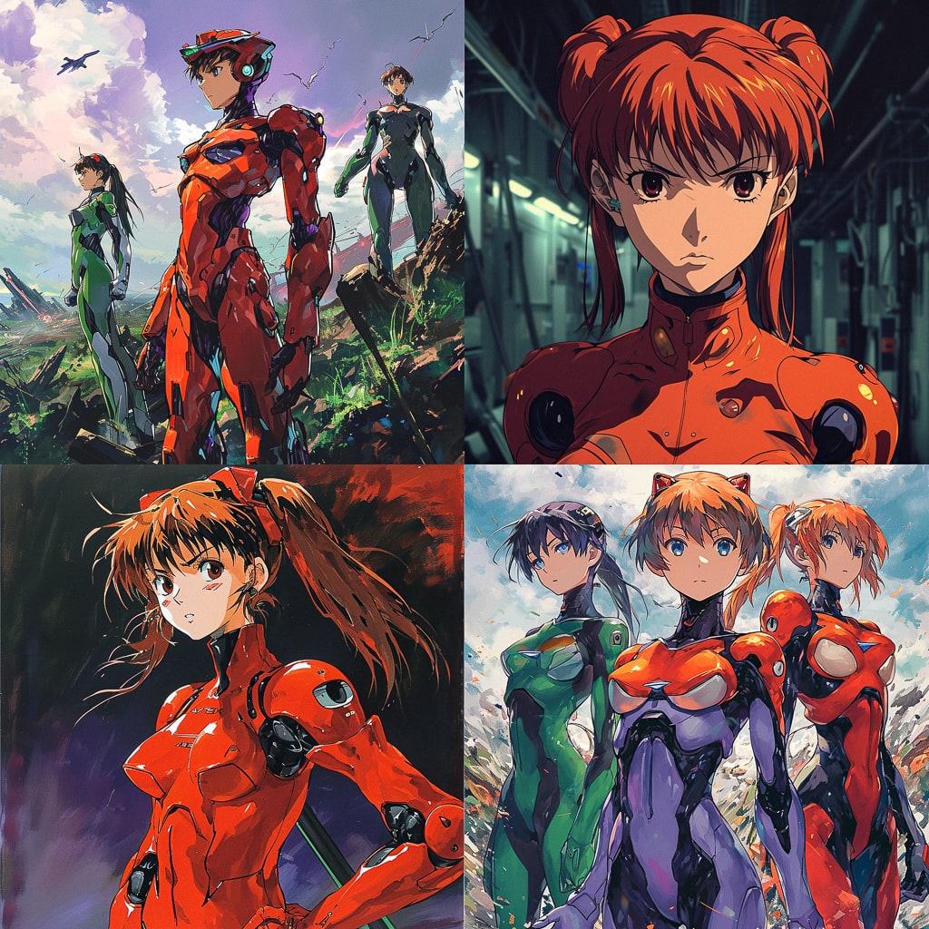 Neon Genesis Evangelion style, Midjourney V6, render 1 of 4
