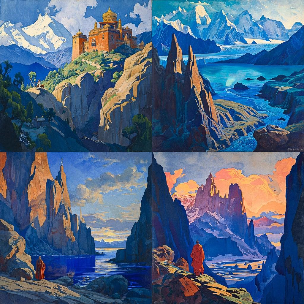 Nicholas Roerich style, Midjourney V6, render 1 of 4