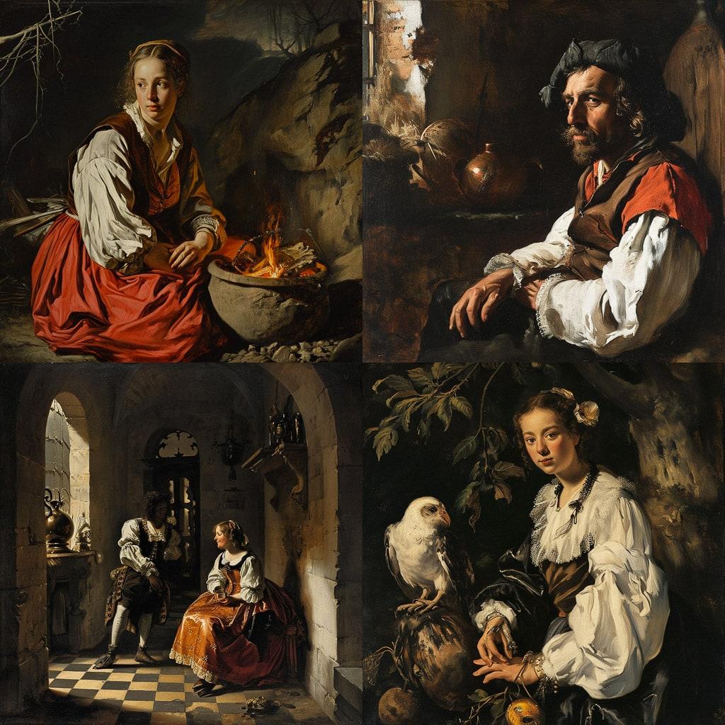 Nicolaes Maes style, Midjourney V6, render 1 of 4