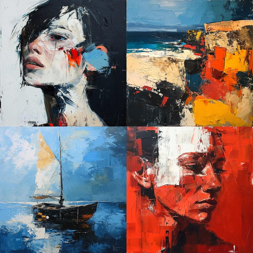 Nicolas de Stael style, Midjourney V6, render 1 of 4