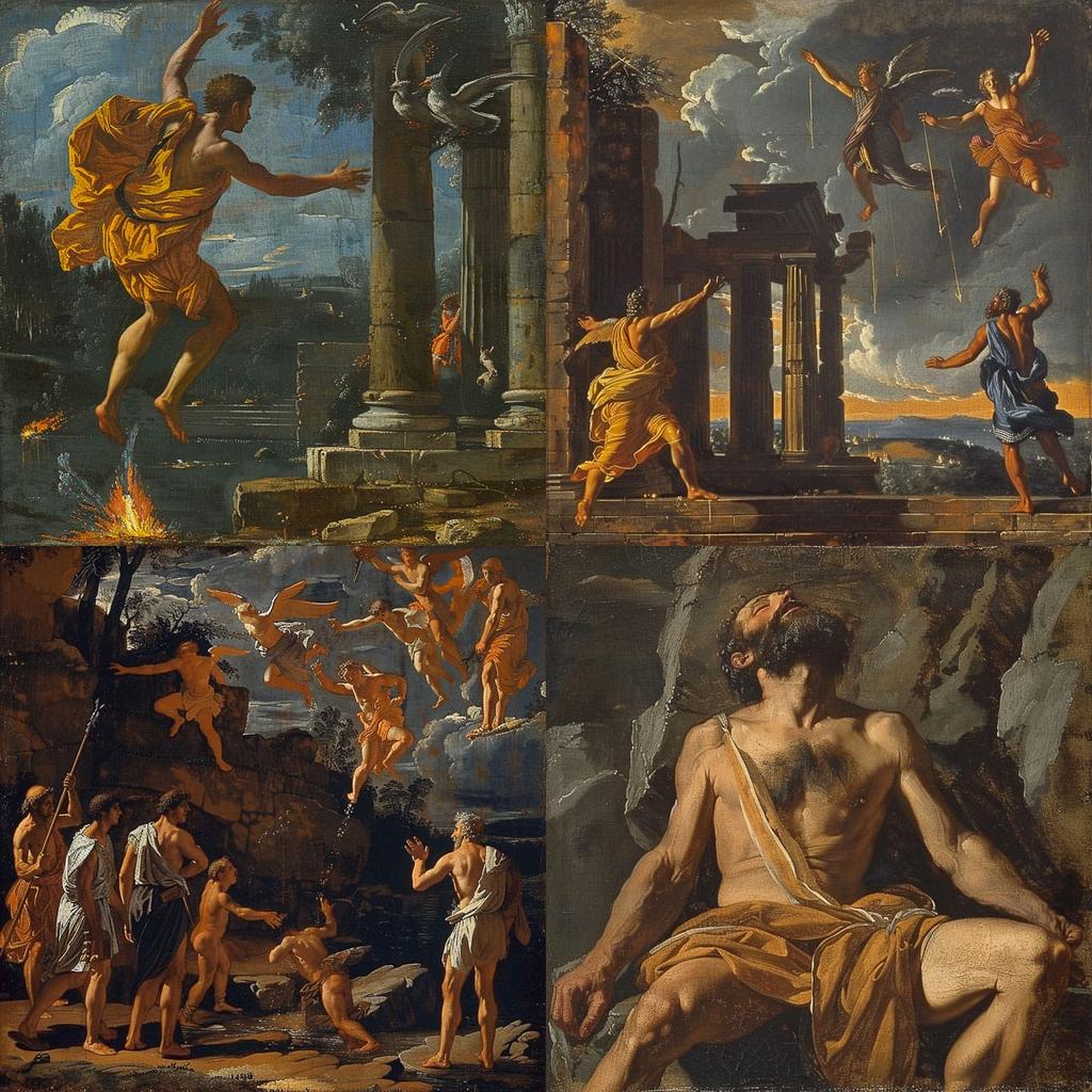 Nicolas Poussin style, Midjourney V6, render 1 of 4