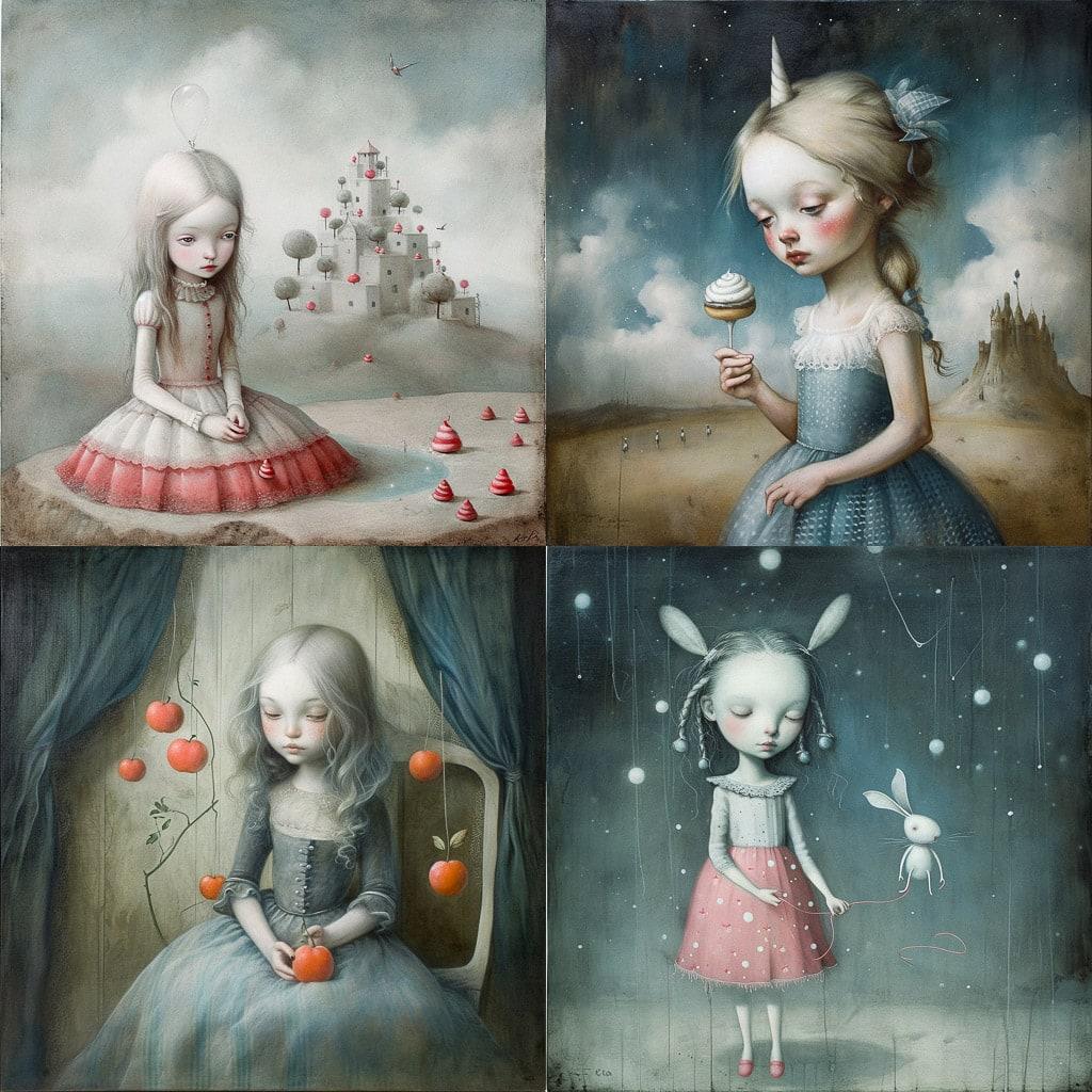 Nicoletta Ceccoli style, Midjourney V6, render 1 of 4