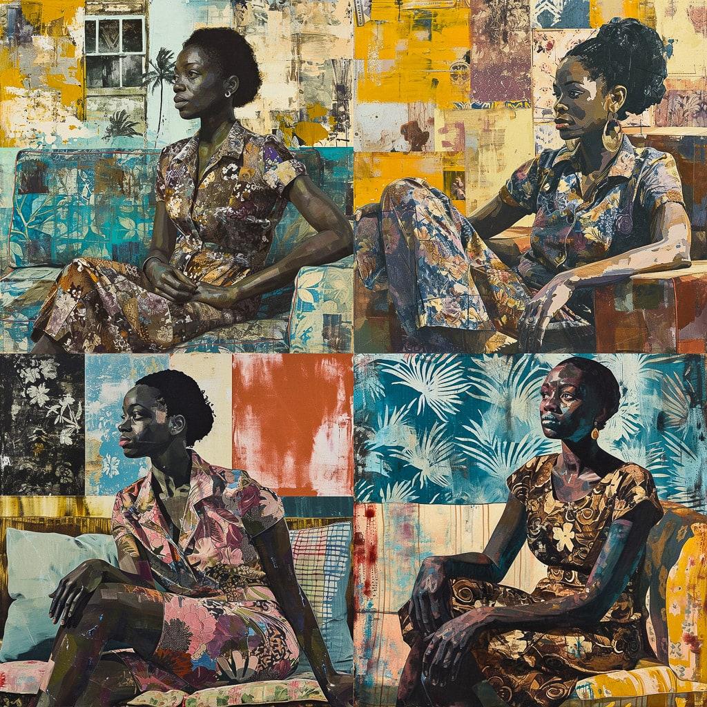 Njideka Akunyili Crosby style, Midjourney V6, render 1 of 4