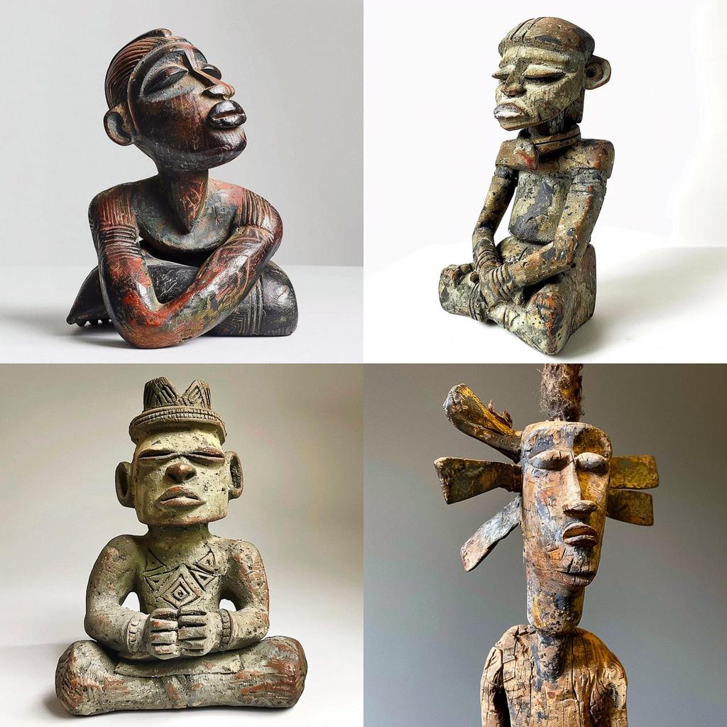 Nkisi figure style, Midjourney V6, render 1 of 4
