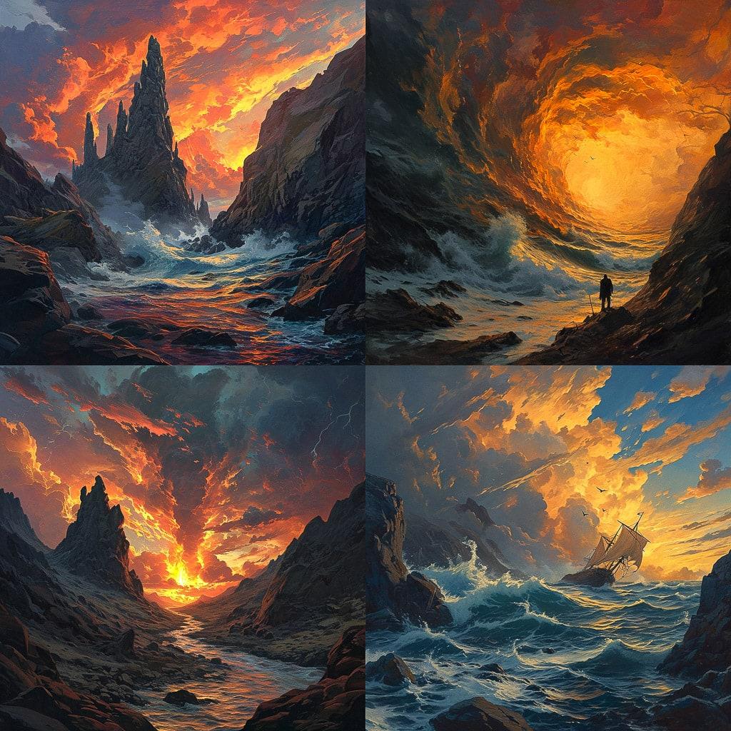 Noah Bradley style, Midjourney V6, render 1 of 4