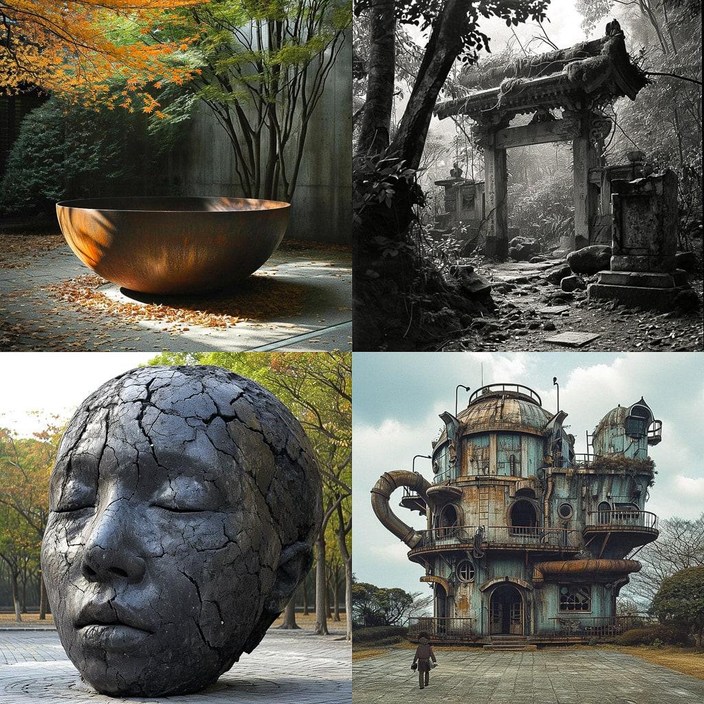 Nobuo Sekine style, Midjourney V6, render 1 of 4