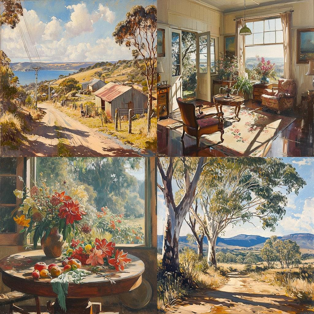 Nora Heysen style, Midjourney V6, render 1 of 4