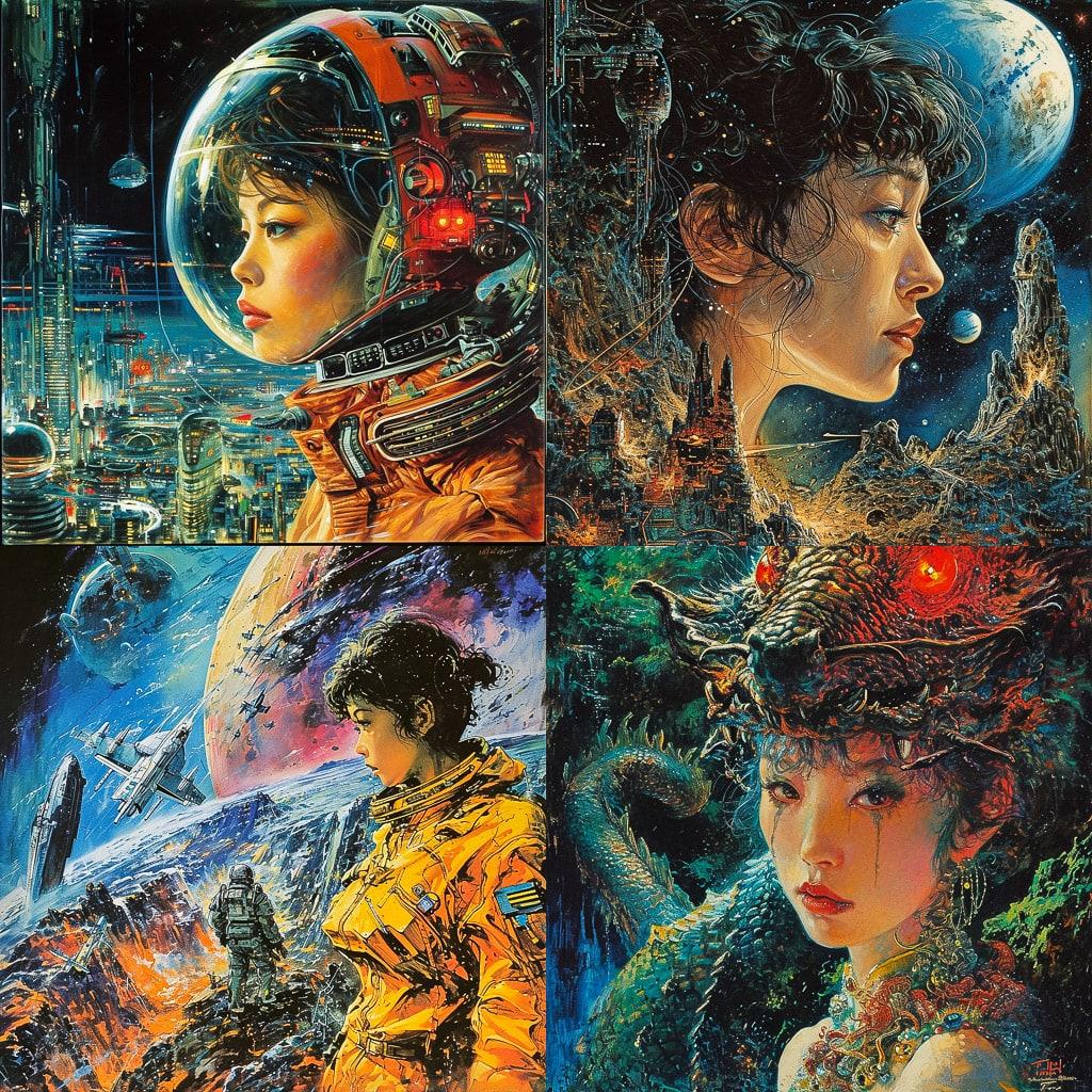 Noriyoshi Ohrai style, Midjourney V6, render 1 of 4