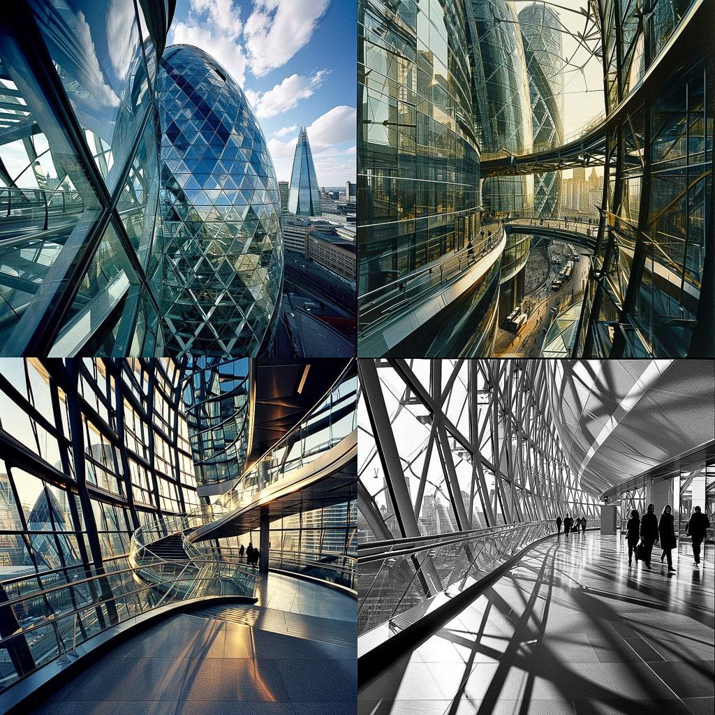 Norman Foster style, Midjourney V6, render 1 of 4