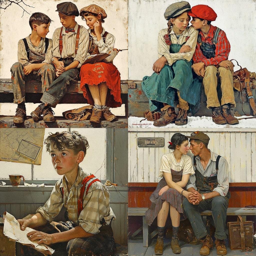 Norman Rockwell style, Midjourney V6, render 1 of 4