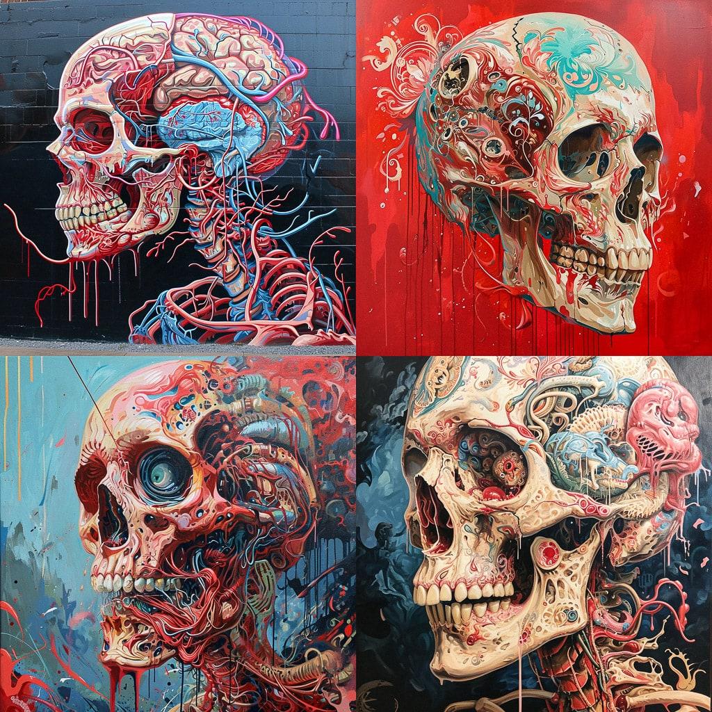 Nychos style, Midjourney V6, render 1 of 4