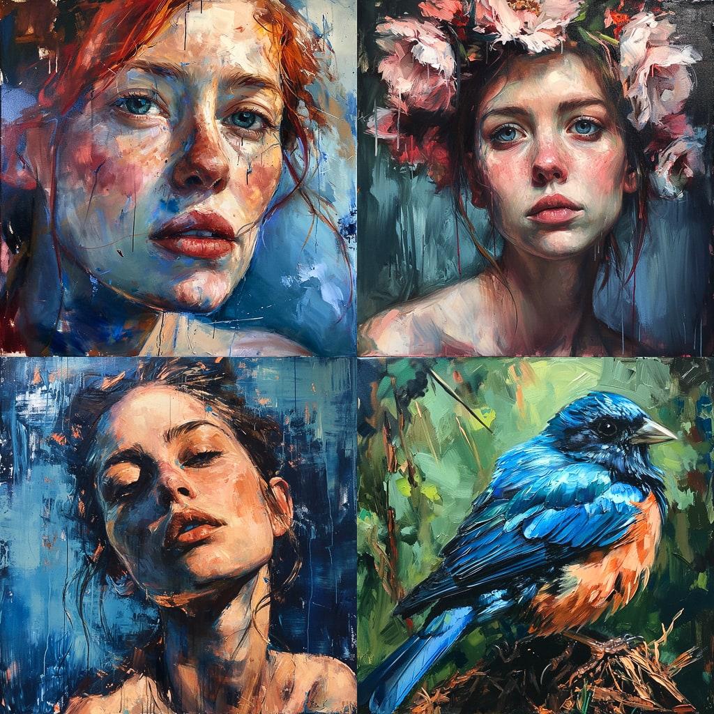 Oil paint style, Midjourney V6, render 1 of 4