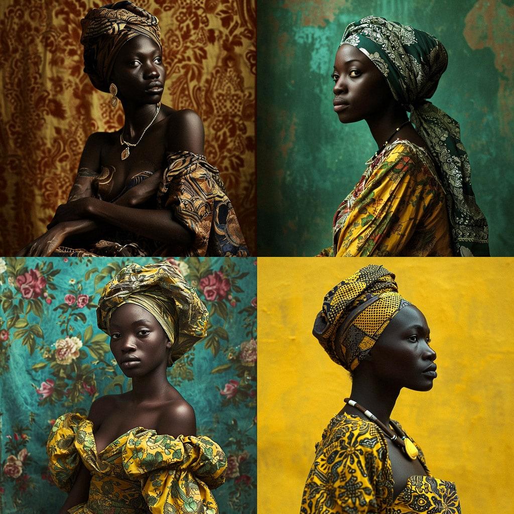 Omar Victor Diop style, Midjourney V6, render 1 of 4