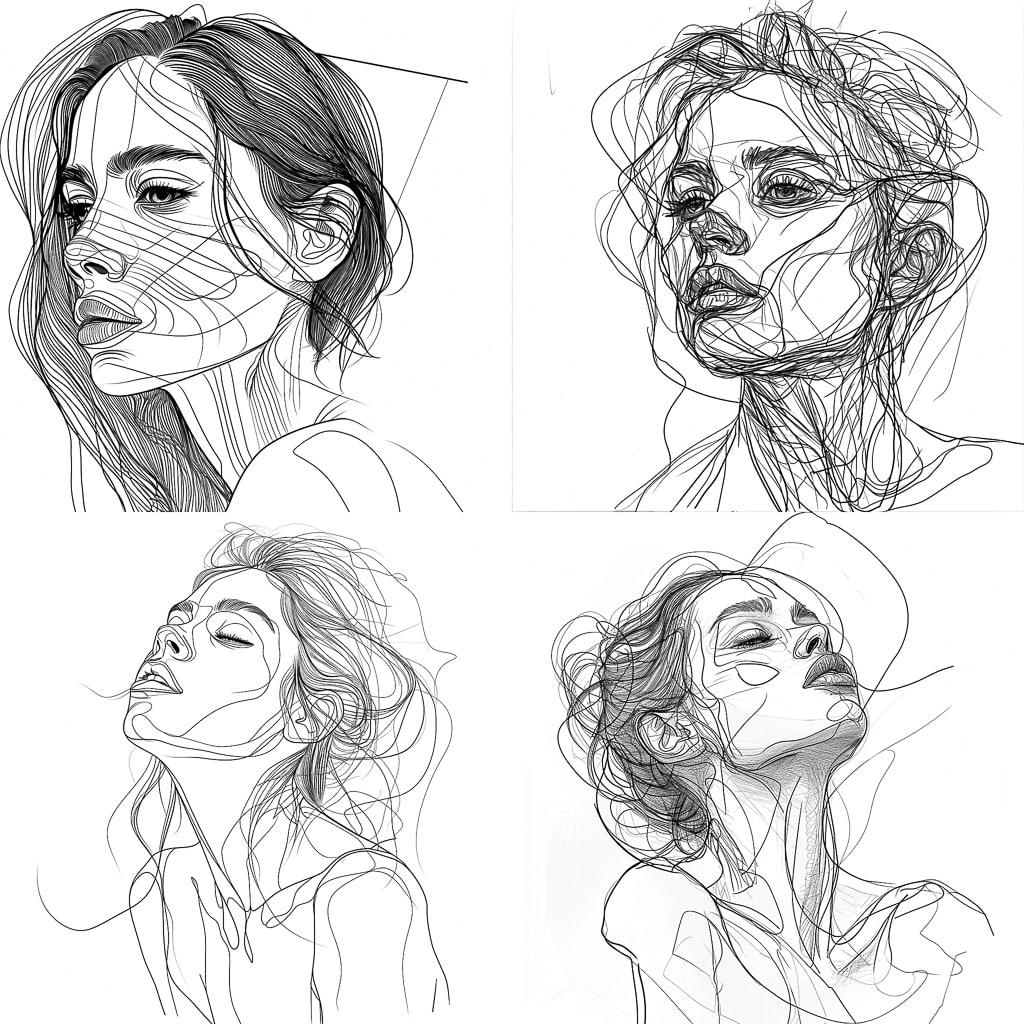 One line art style, Midjourney V6, render 1 of 4
