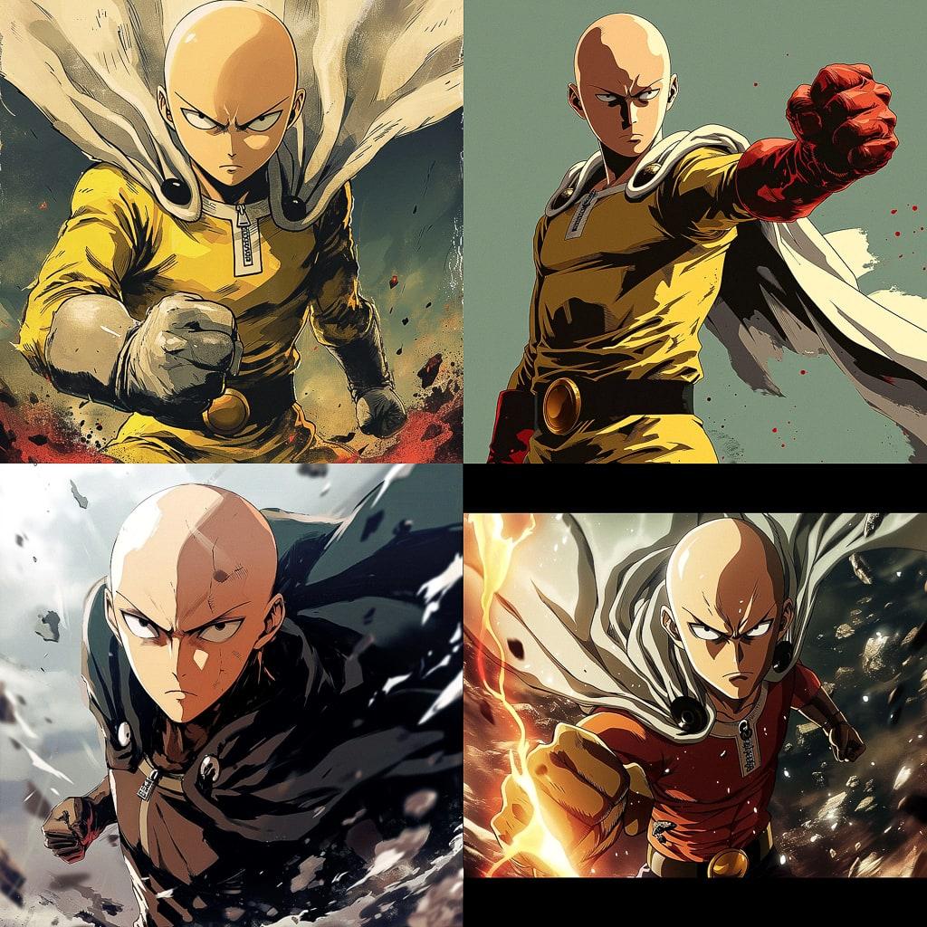 One-Punch Man style, Midjourney V6, render 1 of 4