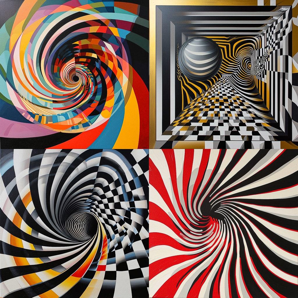 Op art style, Midjourney V6, render 1 of 4