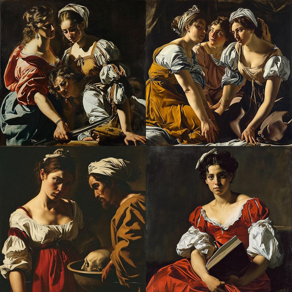 Orazio Gentileschi style, Midjourney V6, render 1 of 4