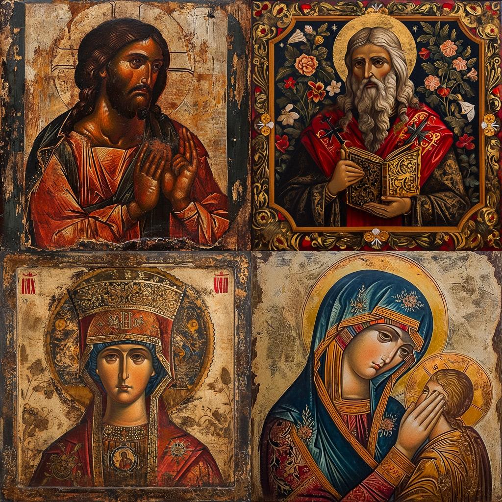 Orthodox icon style, Midjourney V6, render 1 of 4