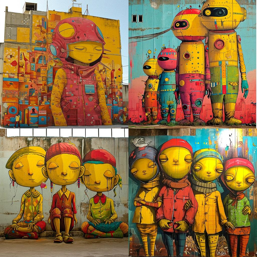 Os Gemeos style, Midjourney V6, render 1 of 4