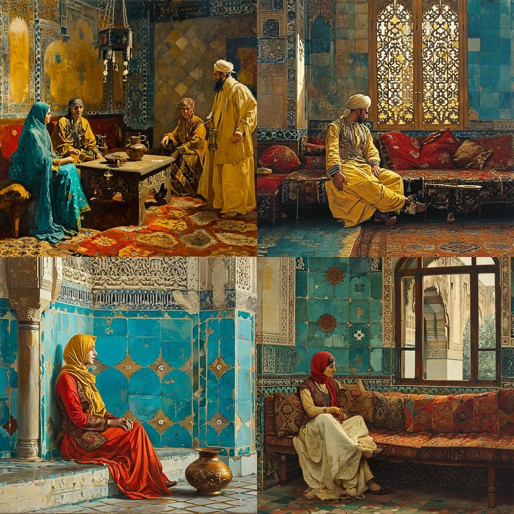 Osman Hamdi Bey style, Midjourney V6, render 1 of 4