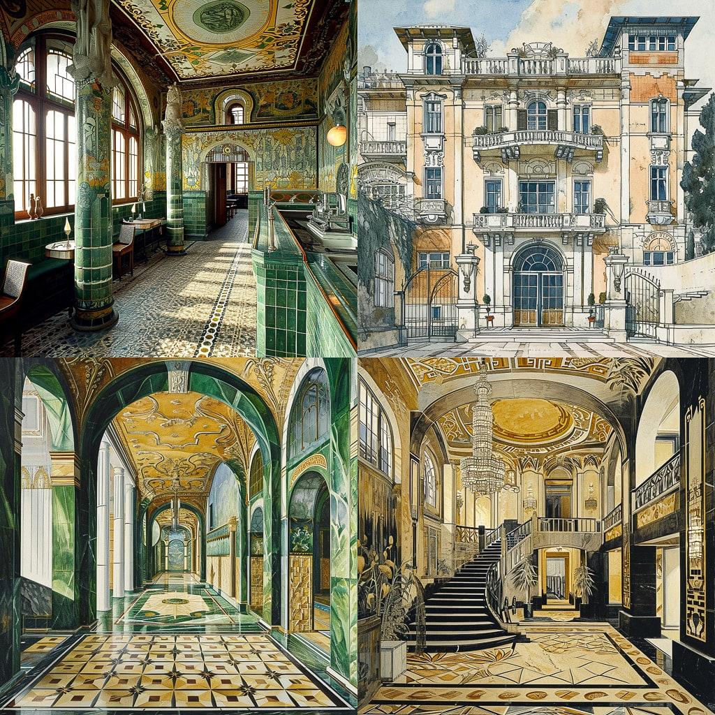 Otto Wagner style, Midjourney V6, render 1 of 4