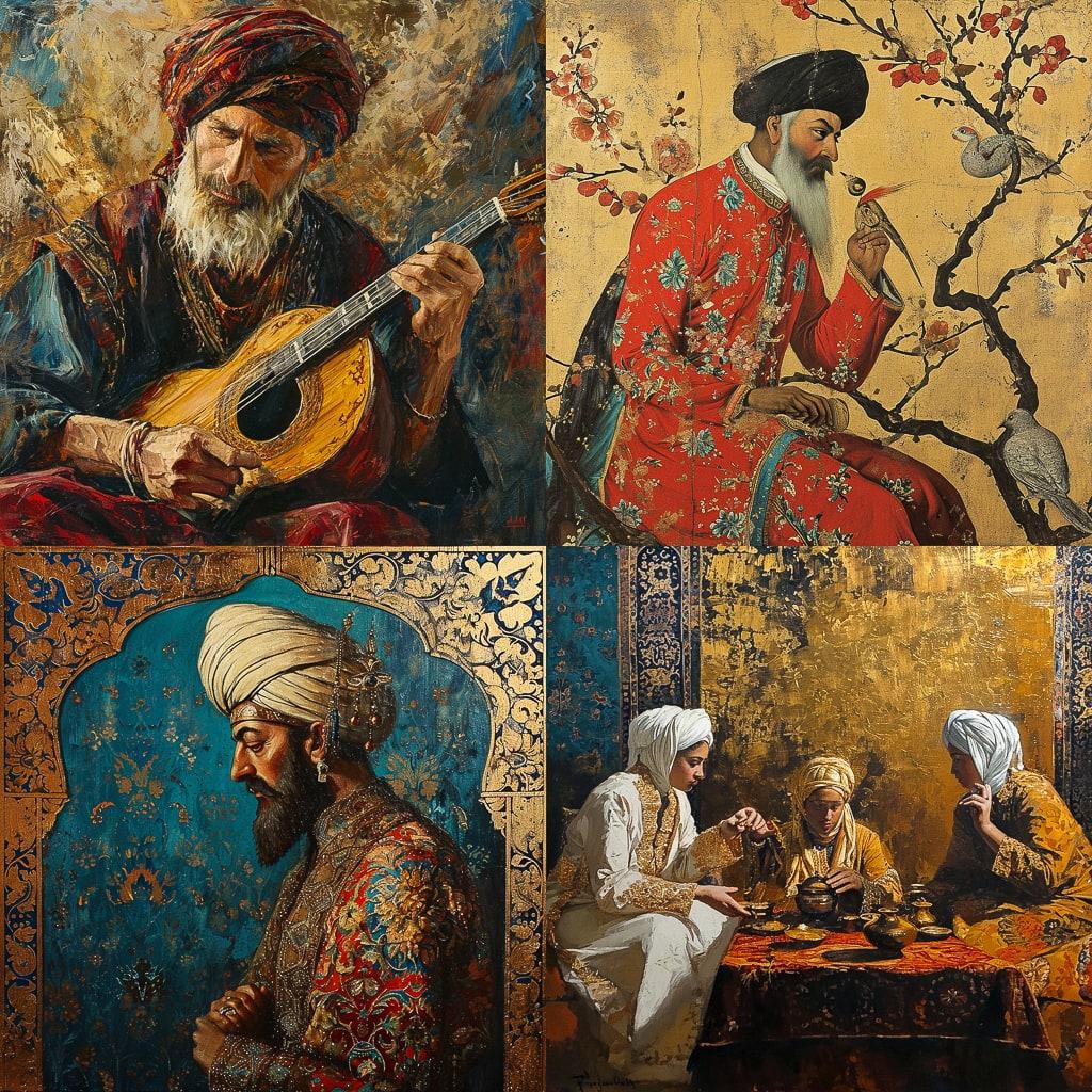 Ottoman art style, Midjourney V6, render 1 of 4