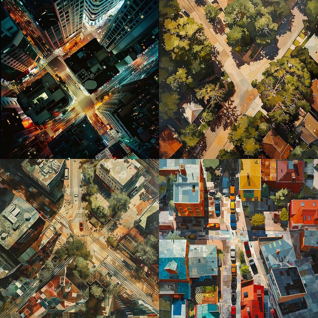 Overhead view style, Midjourney V6, render 1 of 4