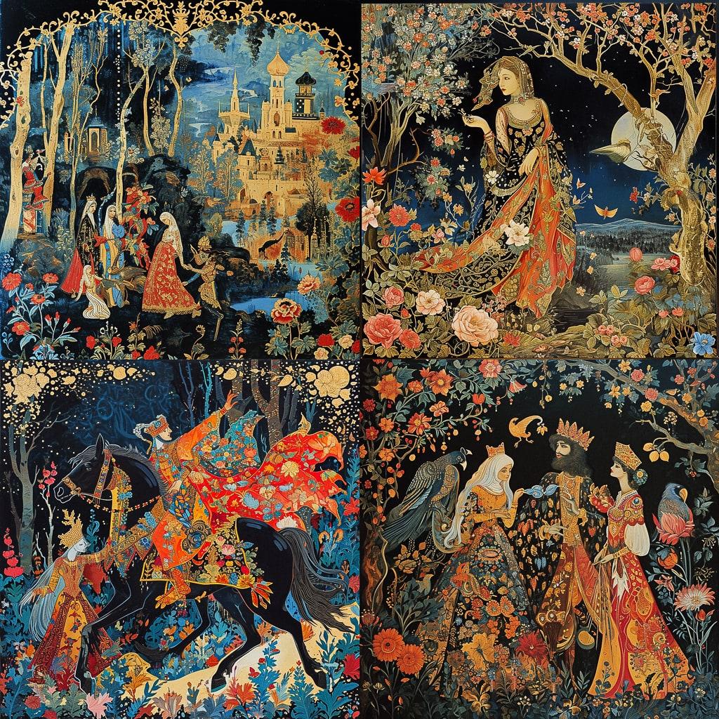 Palekh style, Midjourney V6, render 1 of 4