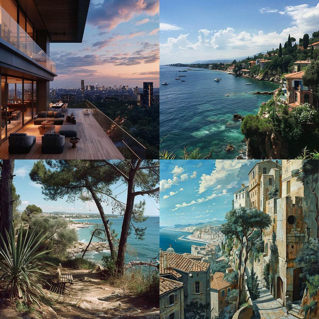 Panoramic view style, Midjourney V6, render 1 of 4