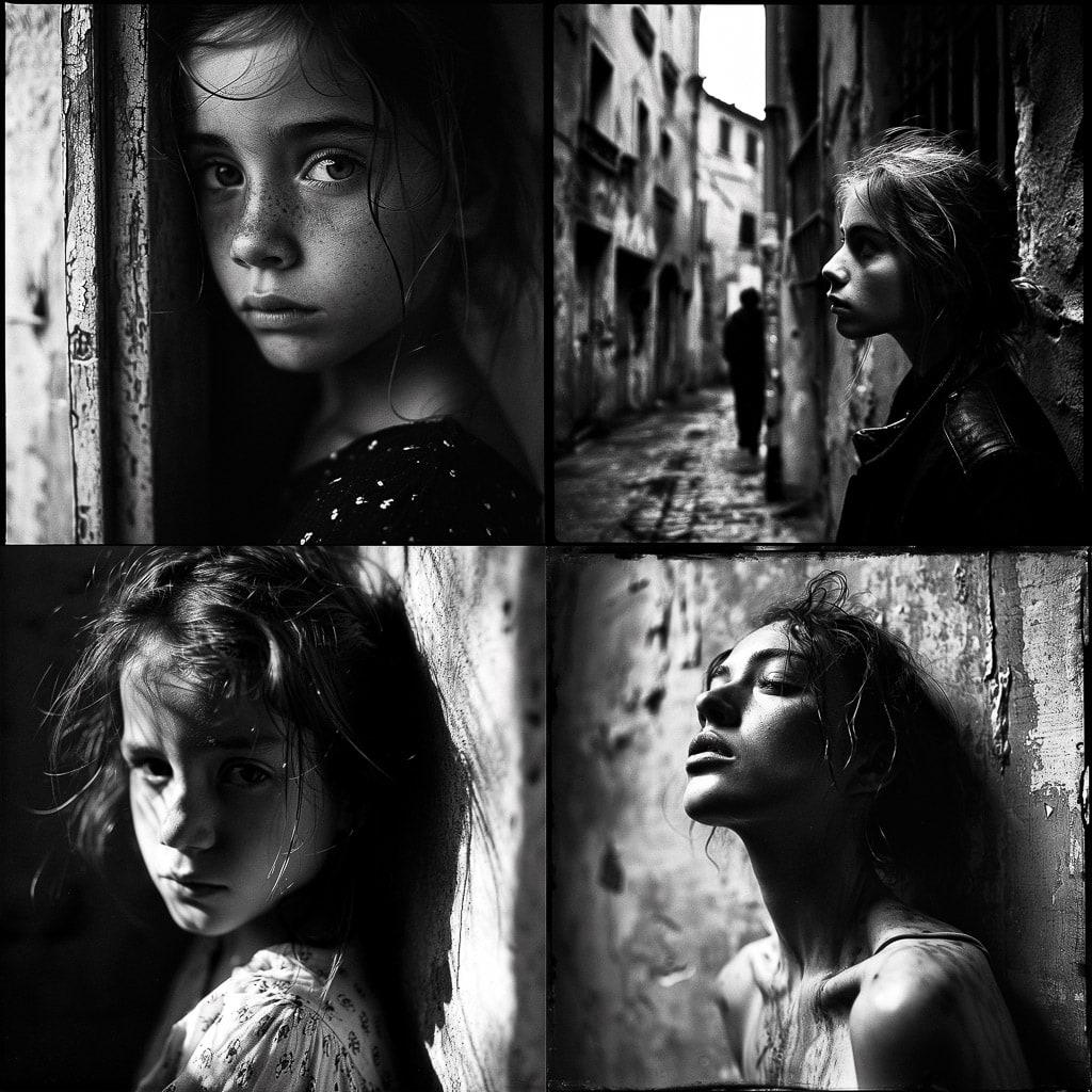 Paolo Pellegrin style, Midjourney V6, render 1 of 4