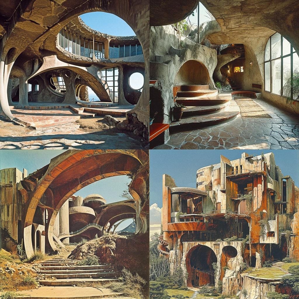 Paolo Soleri style, Midjourney V6, render 1 of 4