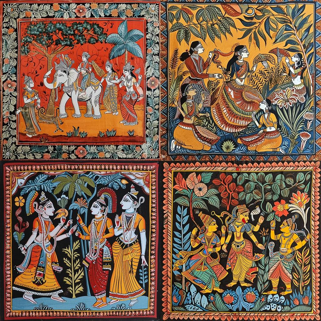 Patachitra painting style, Midjourney V6, render 1 of 4