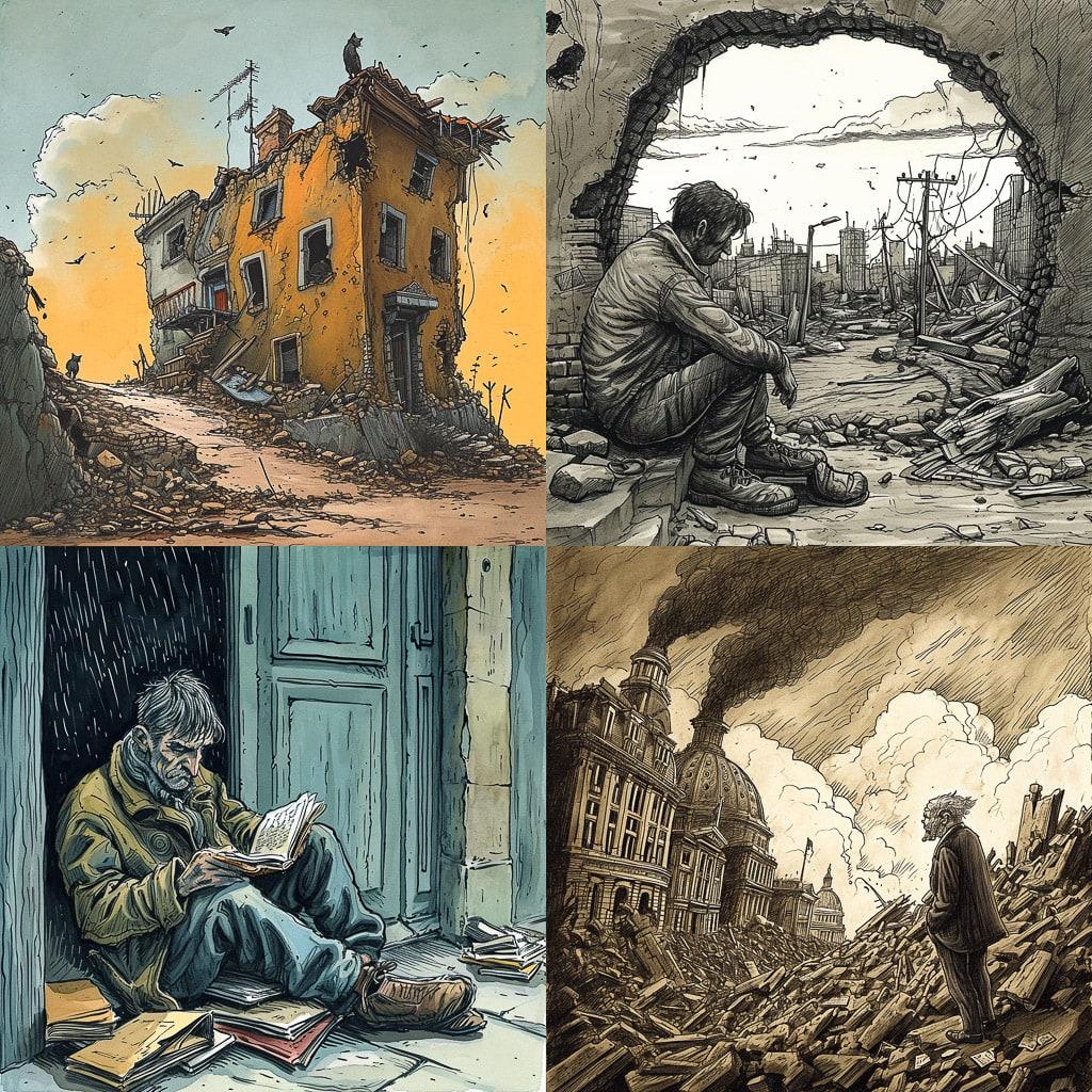 Patrick Chappatte style, Midjourney V6, render 1 of 4